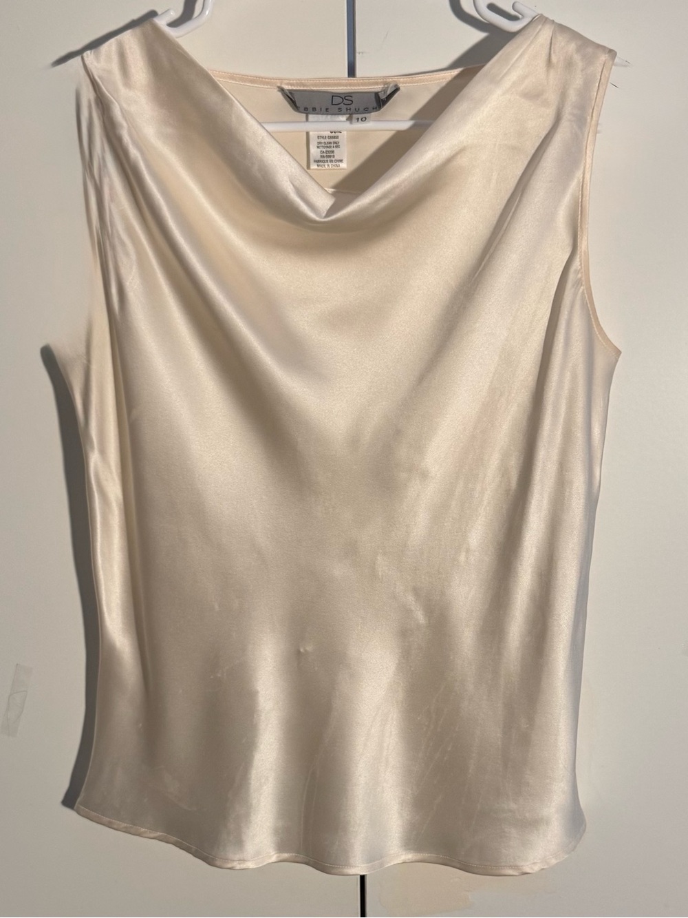 Debbie Shuch luxurious Silk Timeless Classic Feminine Cowl Neck cream Camisole